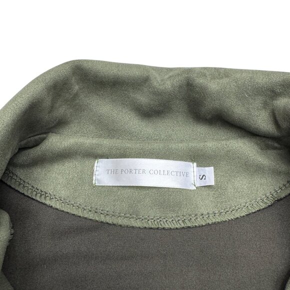 The Porter Collective Women's Faux Suede Zip Green Jacket, Size S - Picture 6 of 8